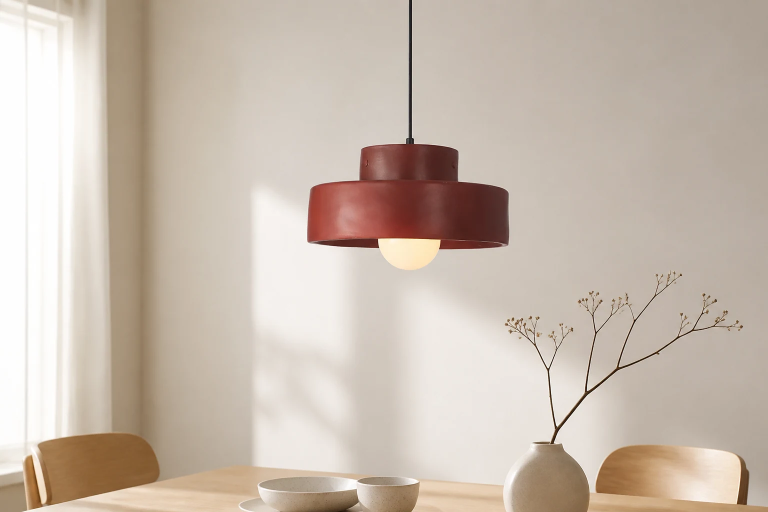 Lampa wisząca z żywicy Nordic Cylinder S121 w scenie lifestylowej