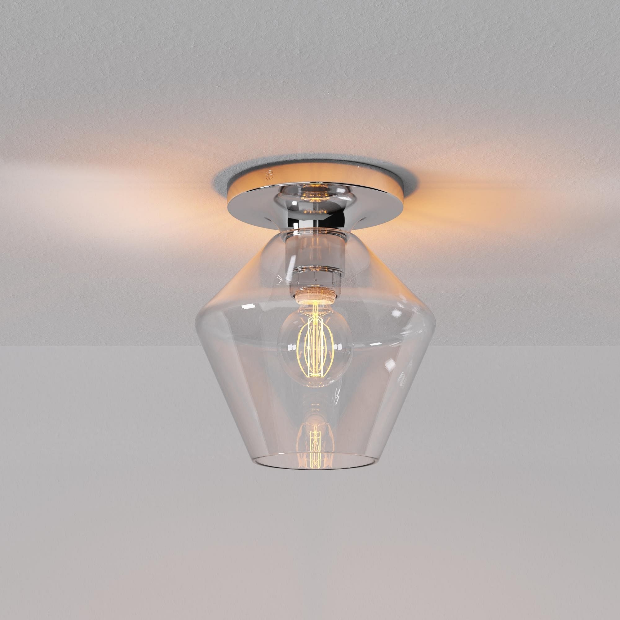 Merin Minimalist Sleek Geometric Glass Flushmount Light T155