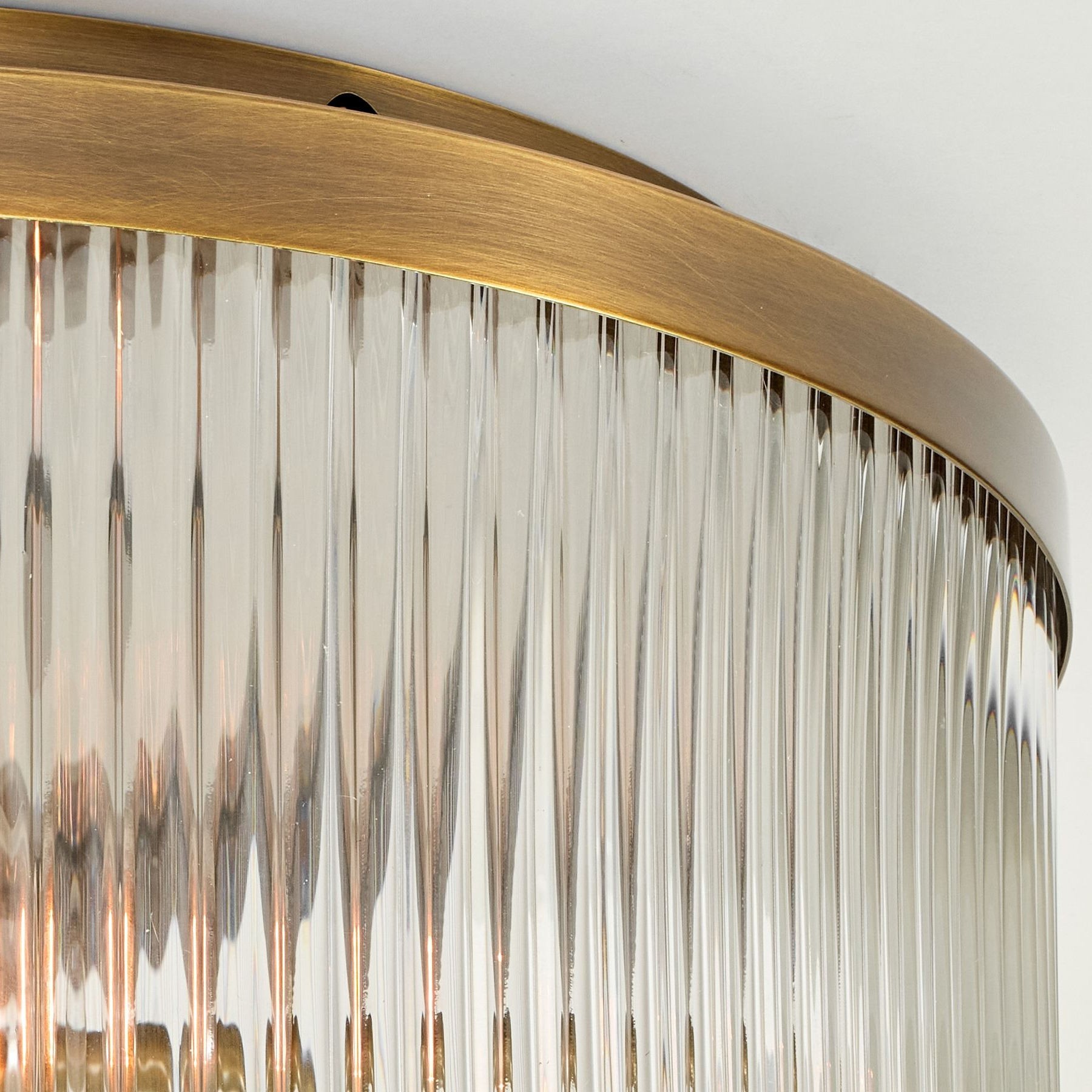 Bravira Flush Mount Ceiling Light - Ribbed & Bubbled Glass Metal Light T071