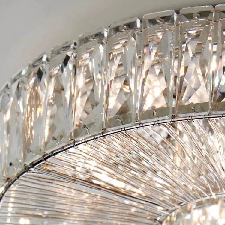Glomar Glass Round Flush Ceiling Light - Modern Metal Glass Finish Living Areas T542