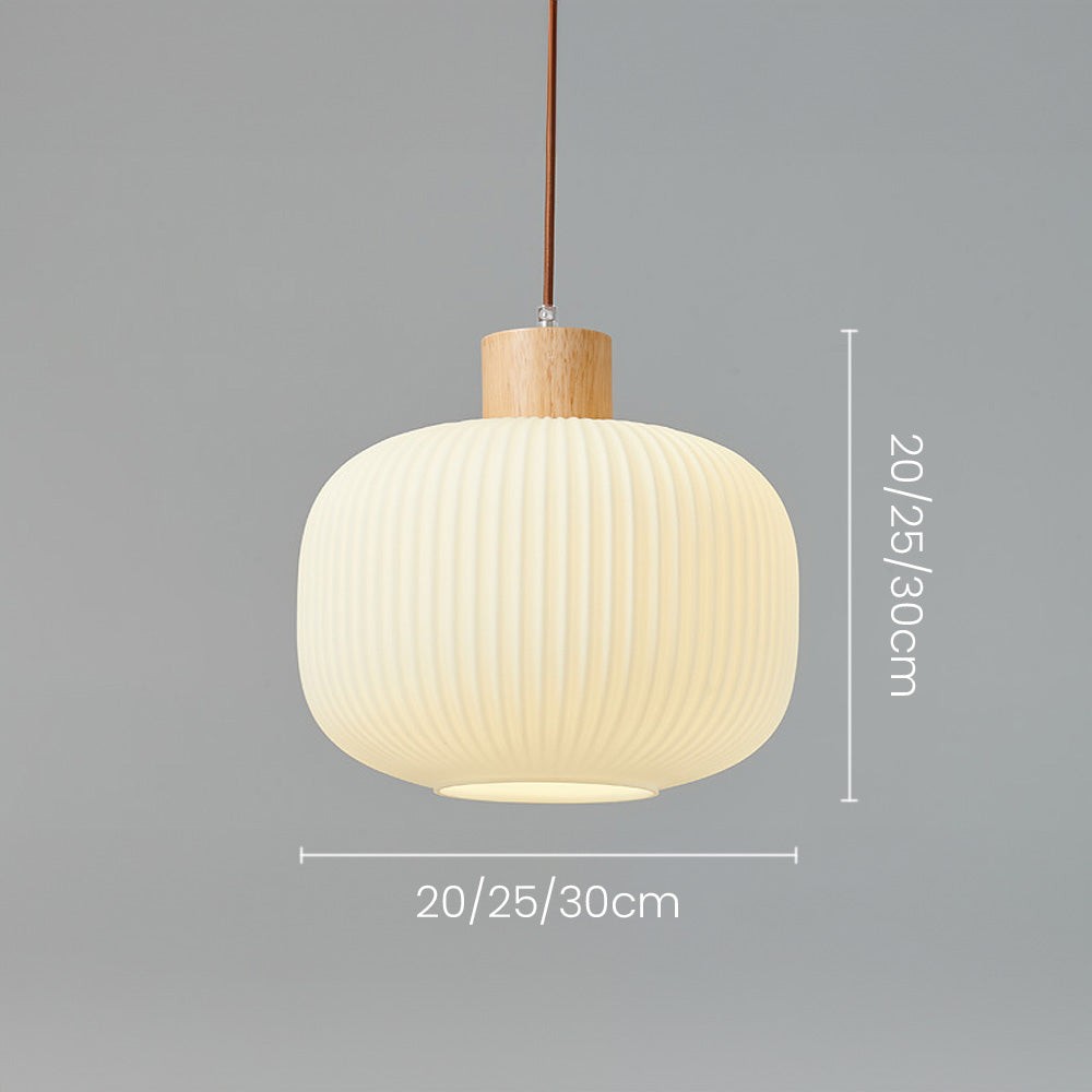 Nordic White Lantern-Like Glass Pendant Lamp M127