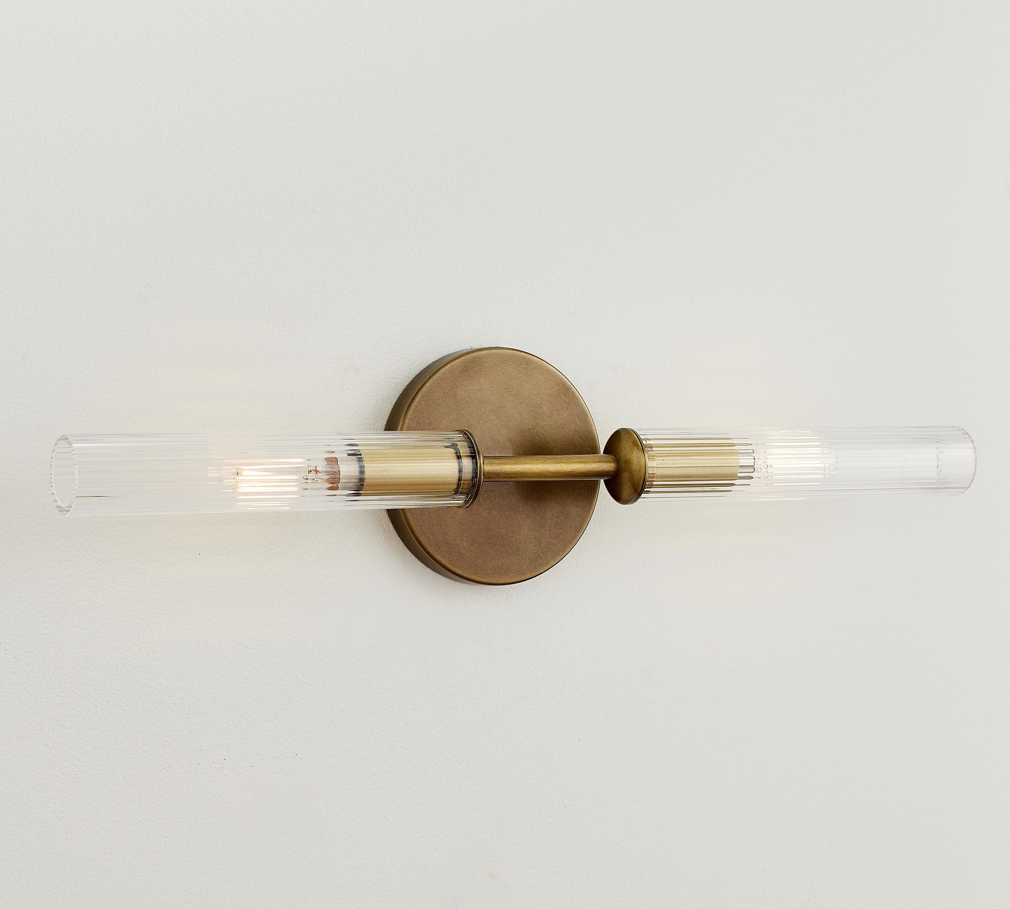 Bravira Ribbed Glass Wall Lamp - Tube Metal Light in Classic Finishes T075