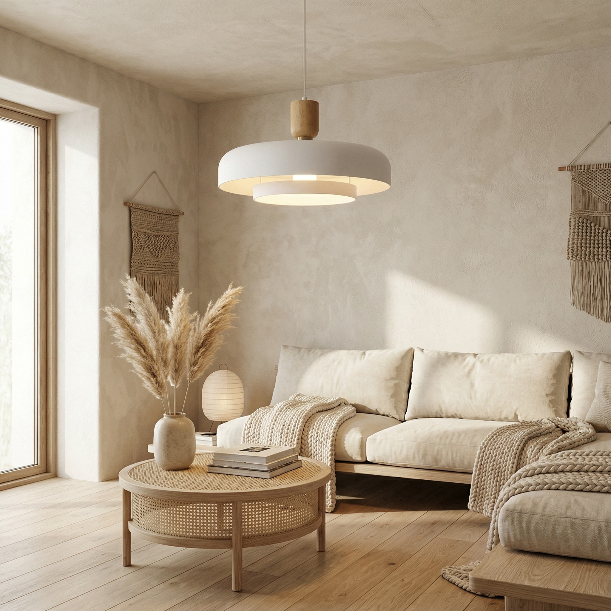 Orbulis Natural Wood Grain Circular Pendant - Modern Minimalist Light for Islands and Foyers T594