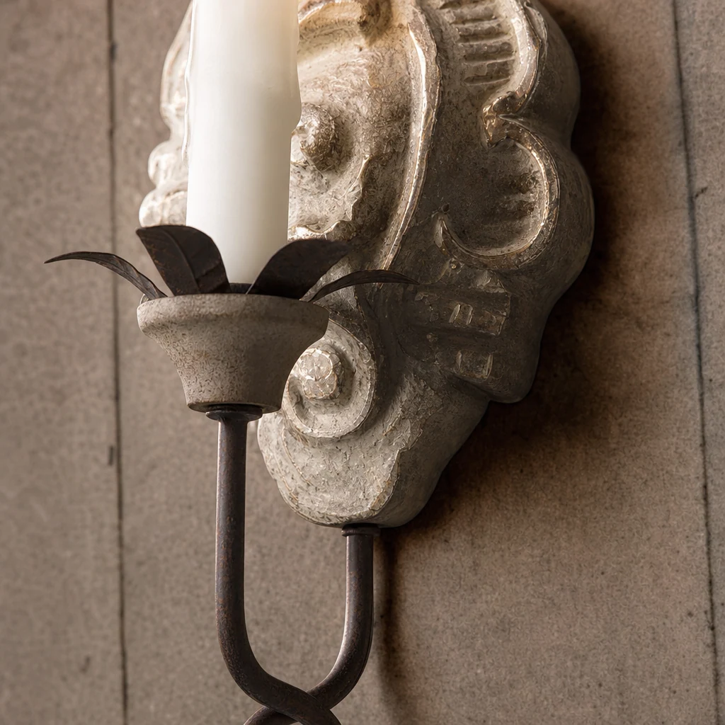 Zbliżenie na wykończenie i konstrukcję ramienia Verdure Vintage Sconce D530