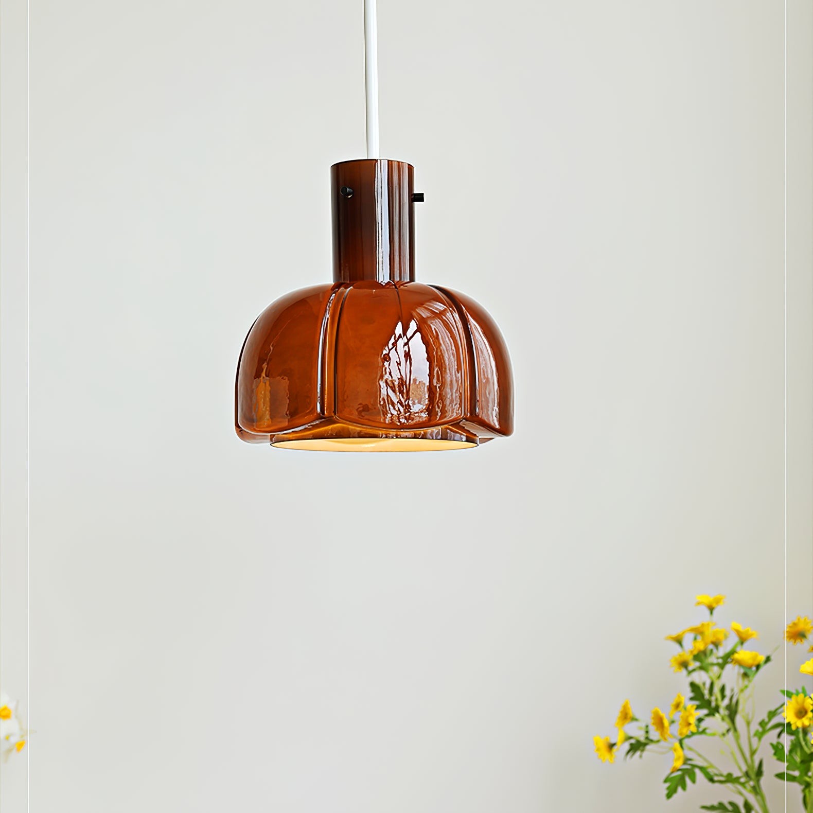 French Pastoral Style Petal Glass Pendant Light M123
