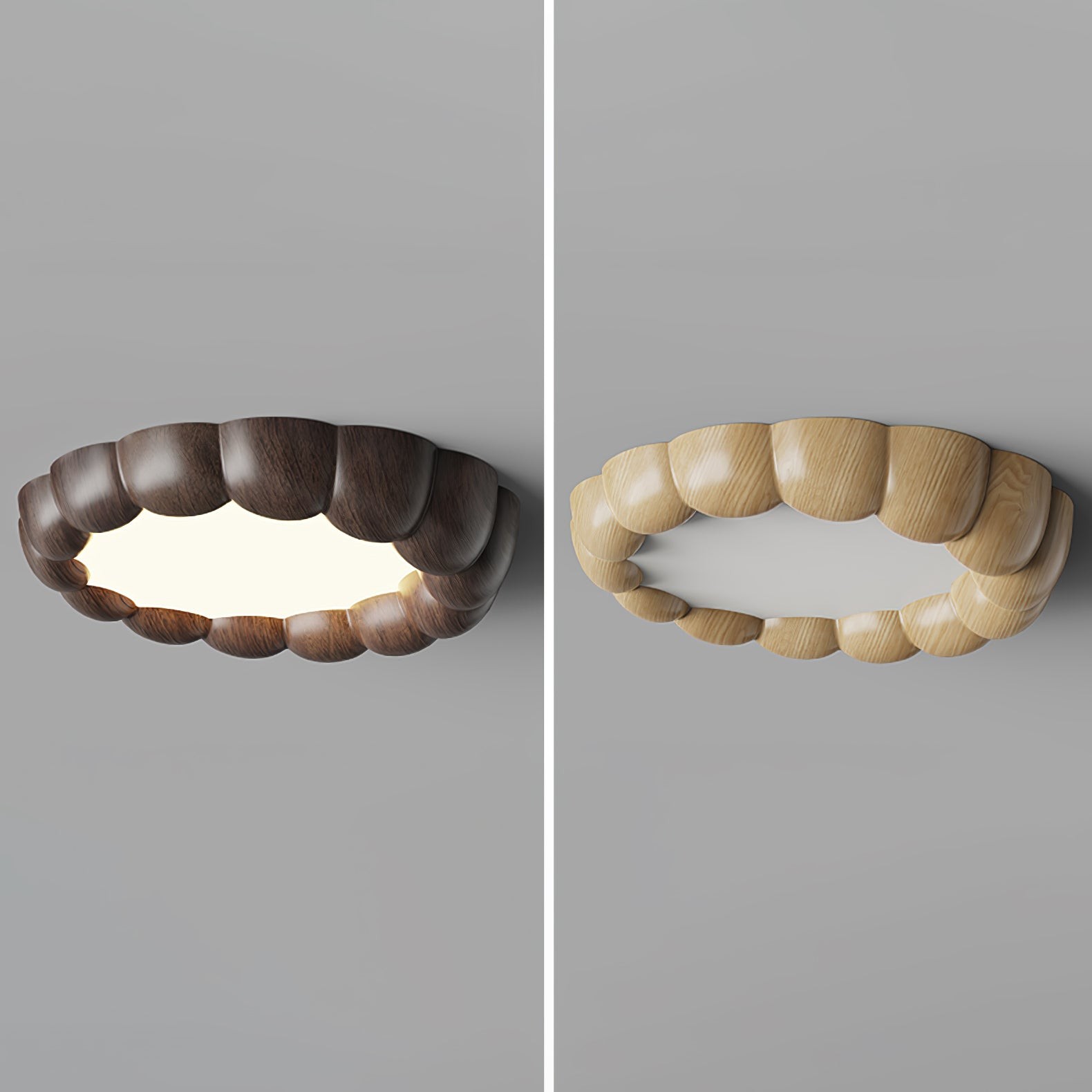 Faux Wood Ripple Ceiling Lamp M559