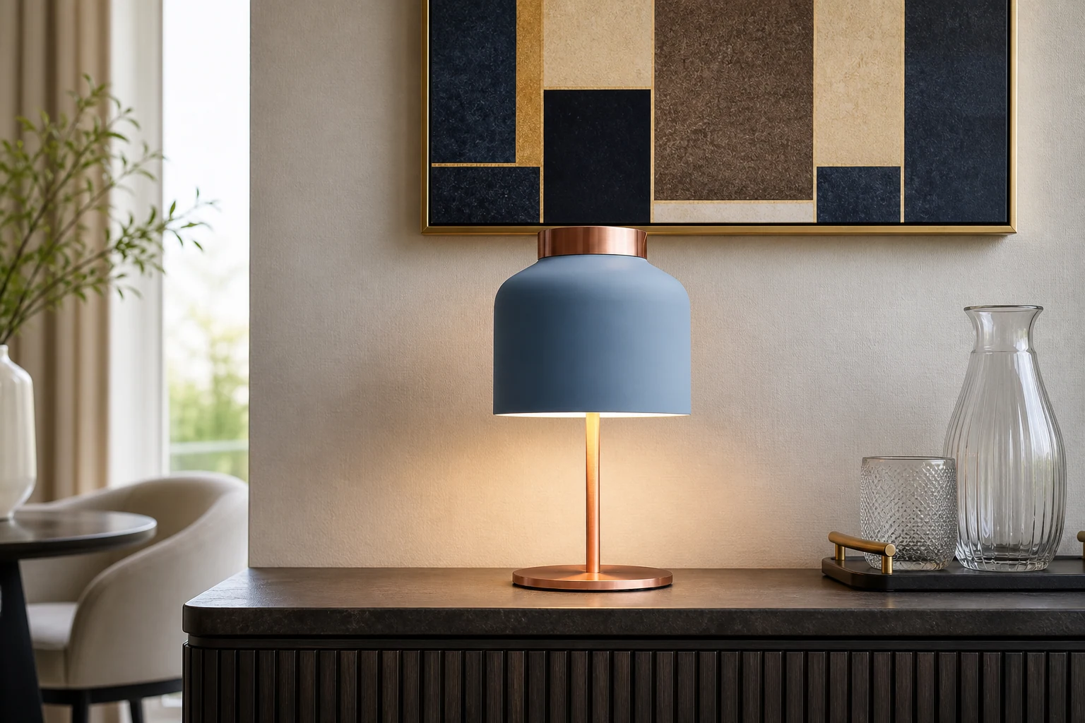 Klasyczna lampa stołowa JAR stylizowana na lifestylowe wnętrze