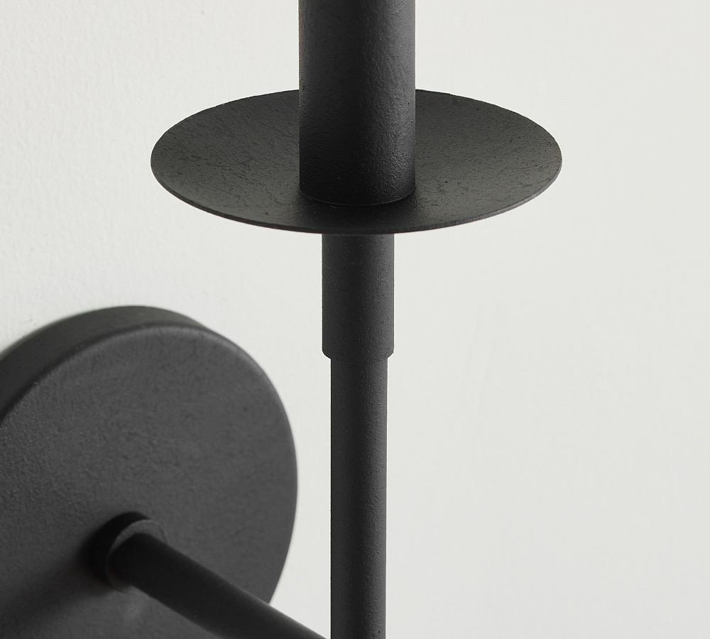 Rowan Bronze or Brass Wall Sconce - Iron Light with White Linen Shade for Home T053