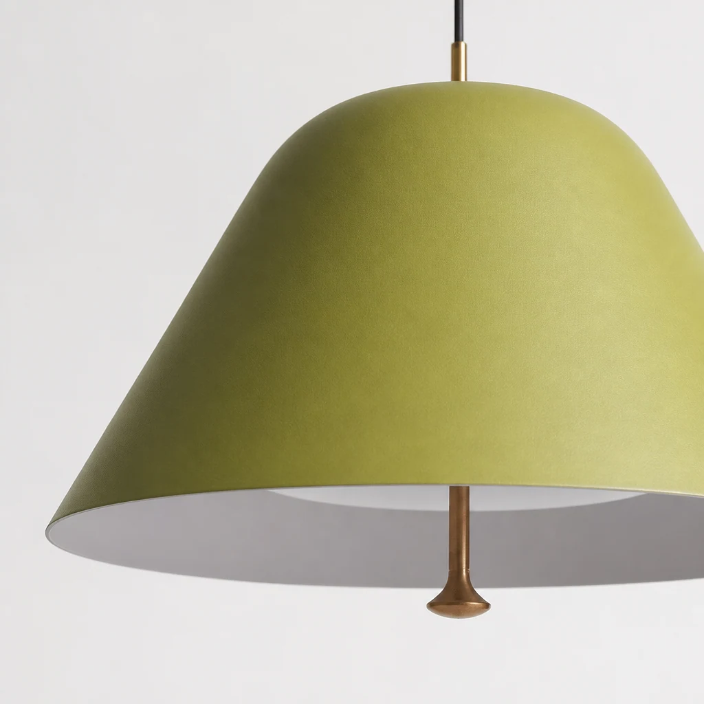 Zbliżenie lampy wiszącej Metal Pear M246 z metalowym kloszem i wykończeniem