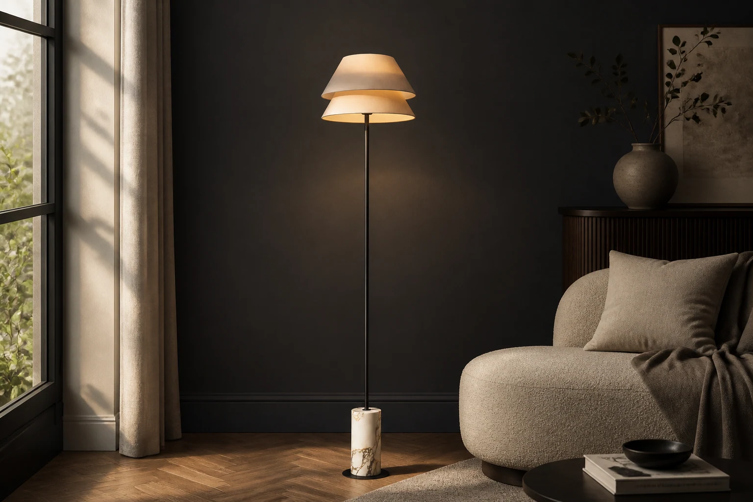 Scena lifestylowa z lampą podłogową Kobi D704 w kontekście pomieszczenia