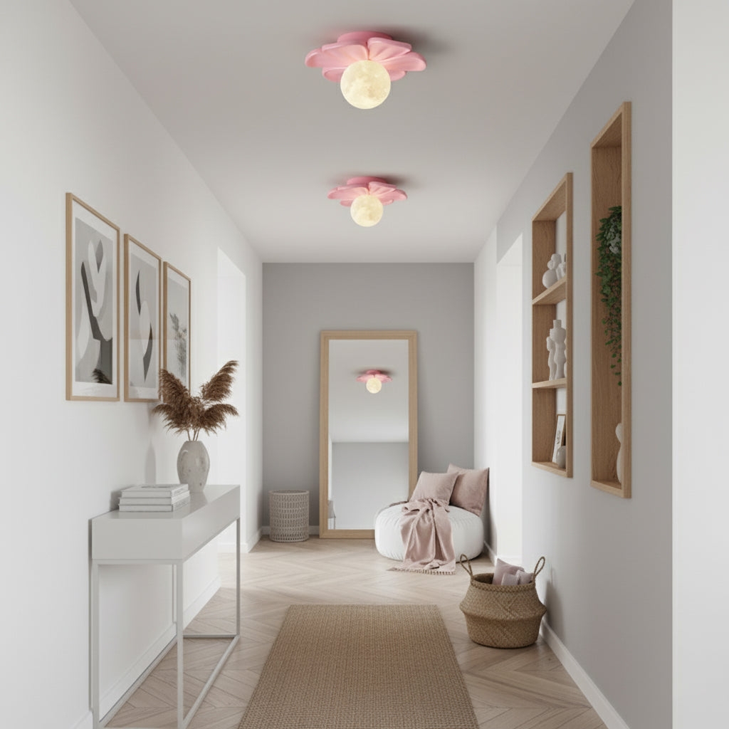 Cream Bloom Flower Ceiling Lamp D408