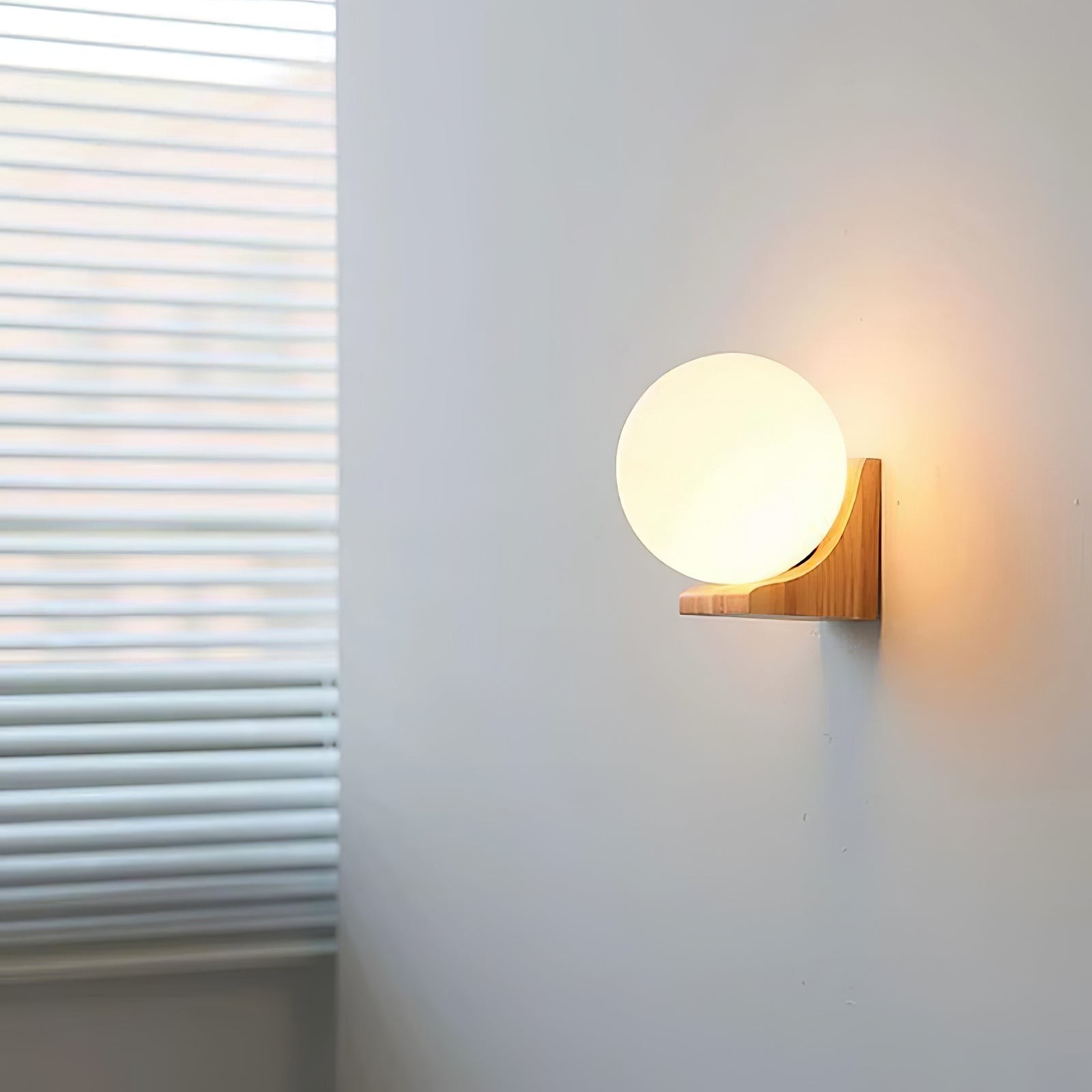 Minimalist Wooden Geometric Bracket Glass Globe Wall Lamp M477