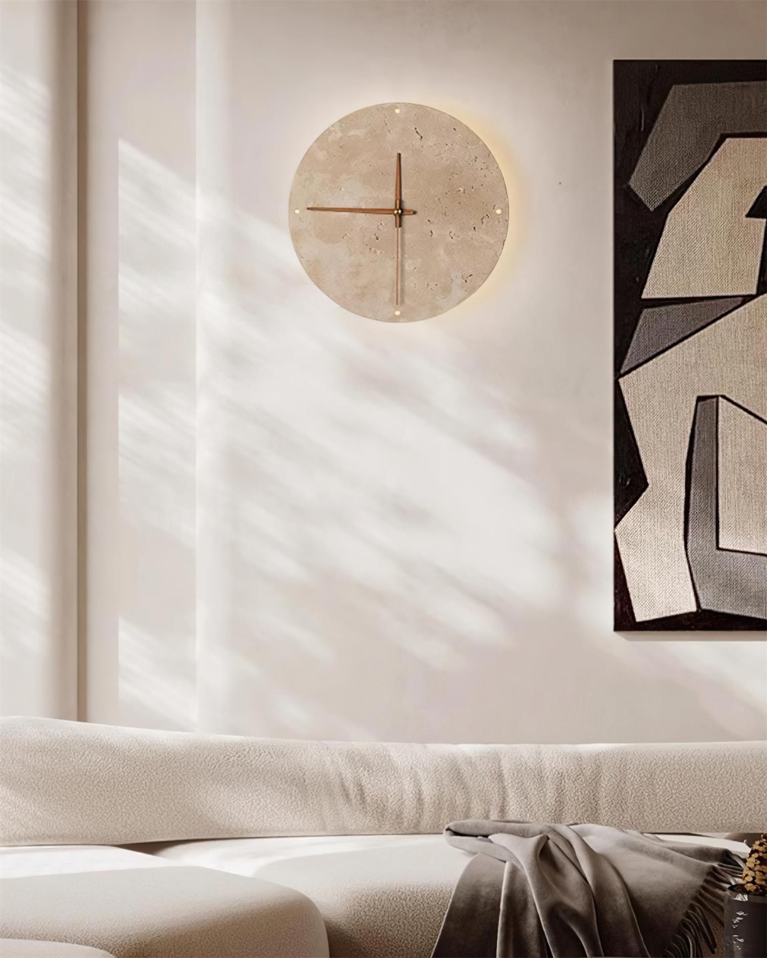 Travertine Clock Wall Lamp P079