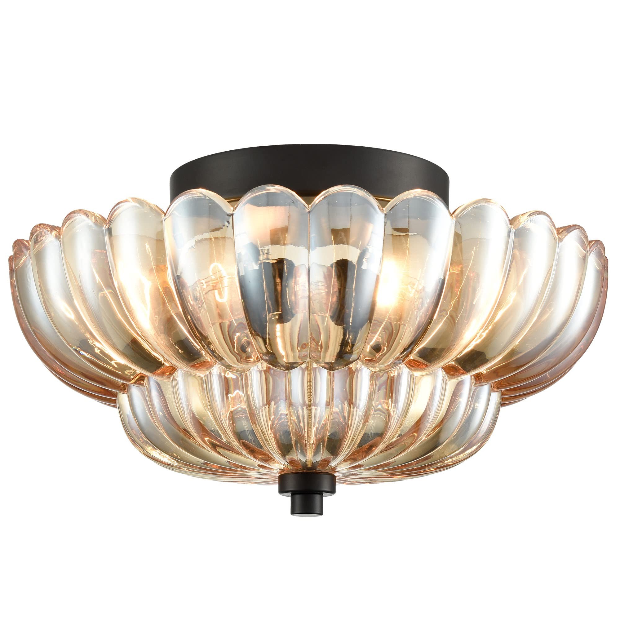 Orilanavo Semi Flush Mount Ceiling Lights Umbrella Shape Glass Lamp G58