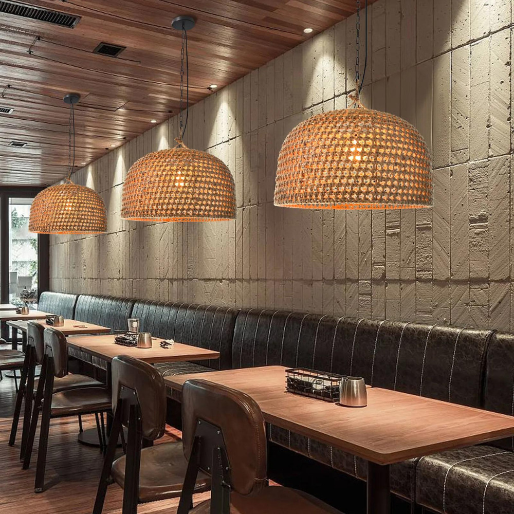 Natural Shadow Rattan Japandi Pendant Light D830