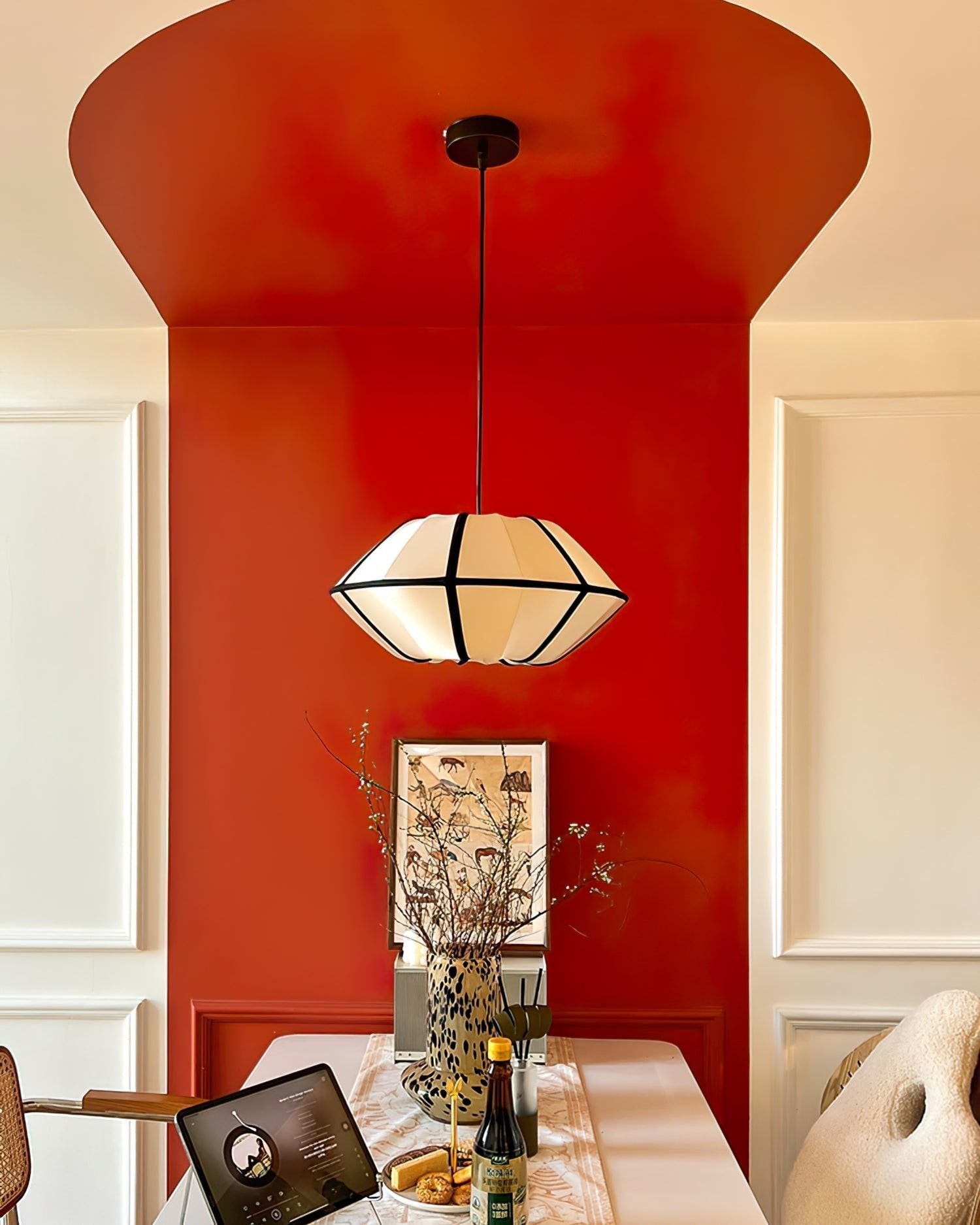 Vintage Silk Lantern Pendant Lamp M575