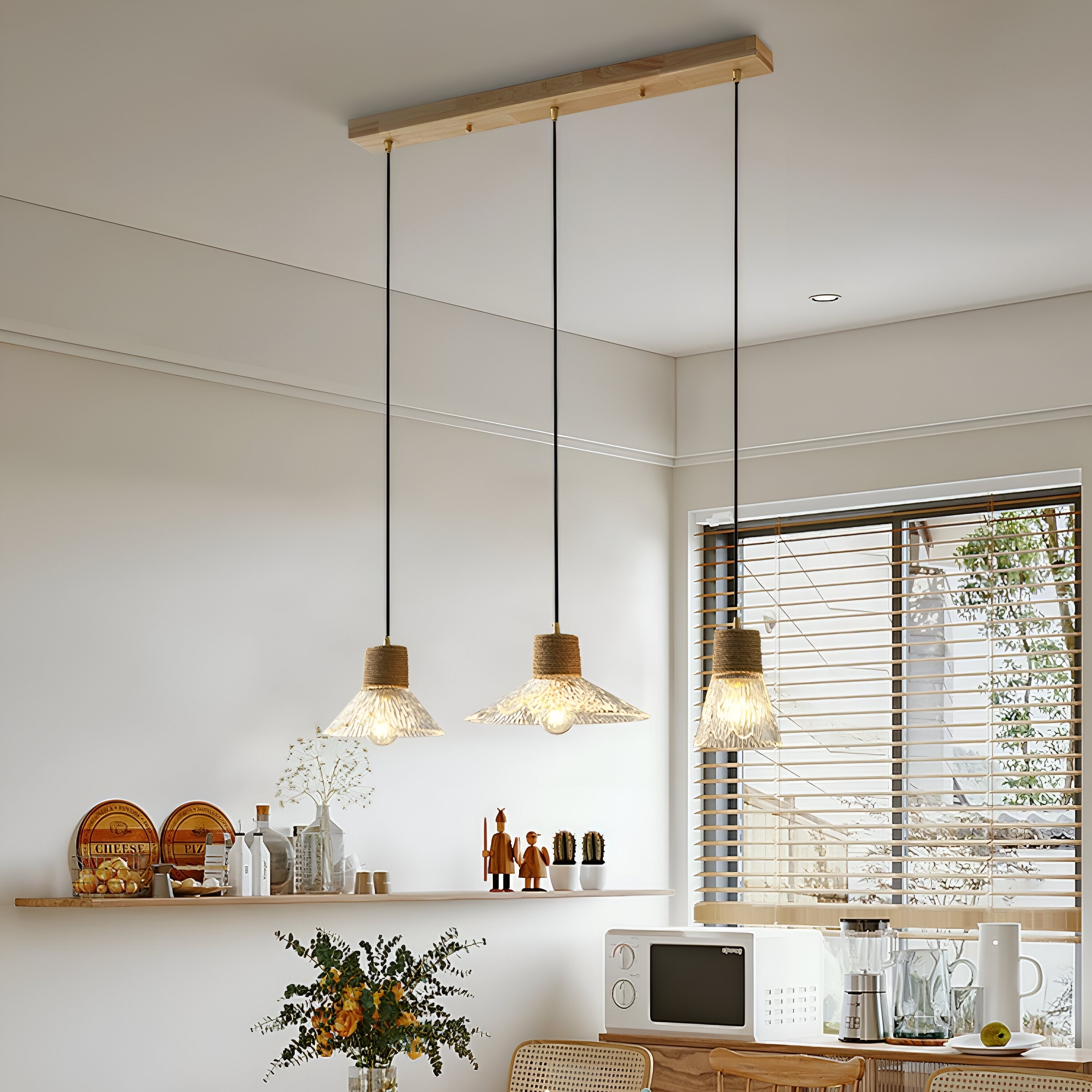Nordic Hemp Rope Glass Pendant Light D938