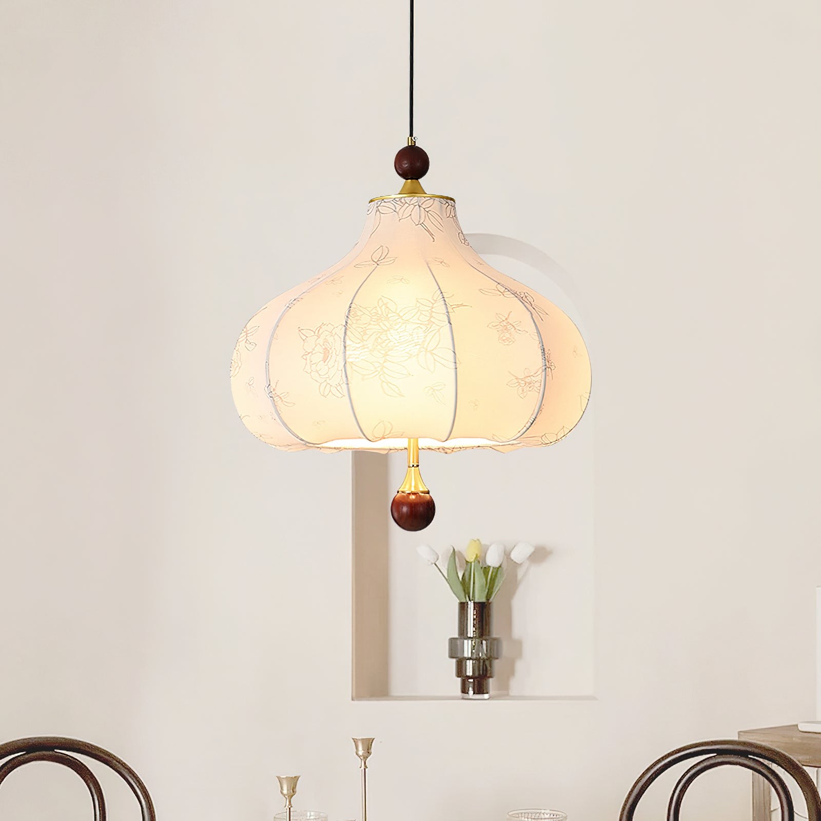 French Retro Fabric Pattern Pendant Lamp M77