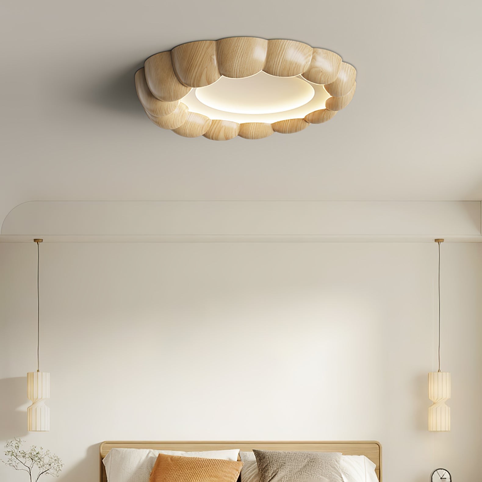 Faux Wood Ripple Ceiling Lamp M559