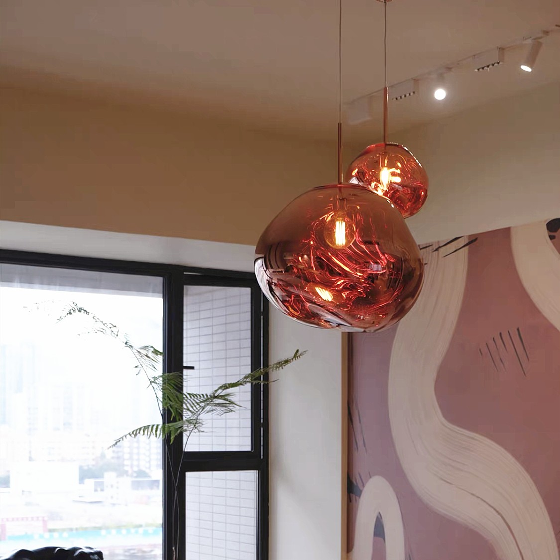 Dynamic Surface Pendant Light For Living Room S09