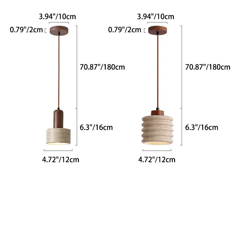 Traditional Retro Cylindrical Solid Wood Pendant Lamp M106