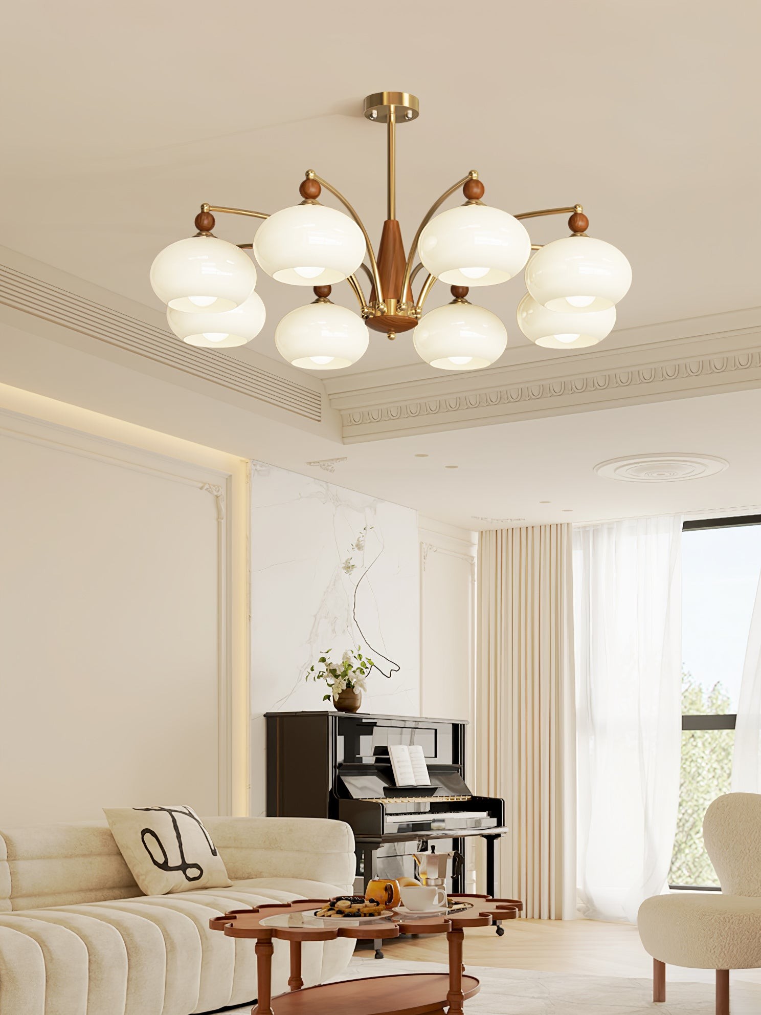 Vintage Multihead Persimmon Chandelier M431