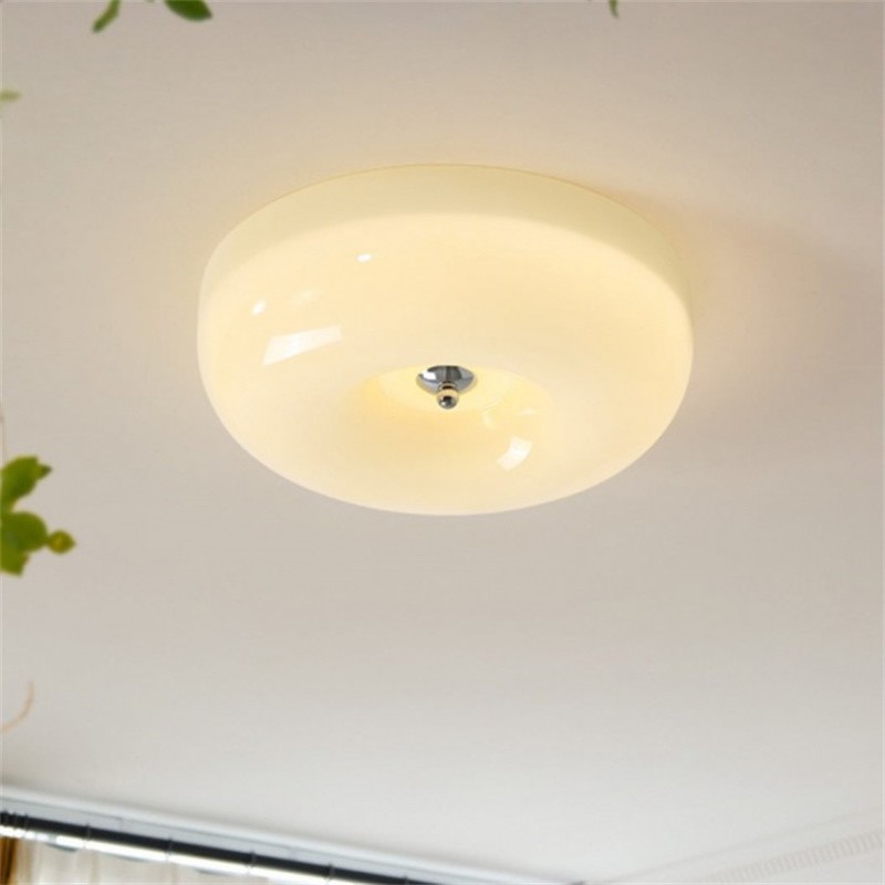 Bauhaus Glass Cream Pudding Ceiling Lamp S151
