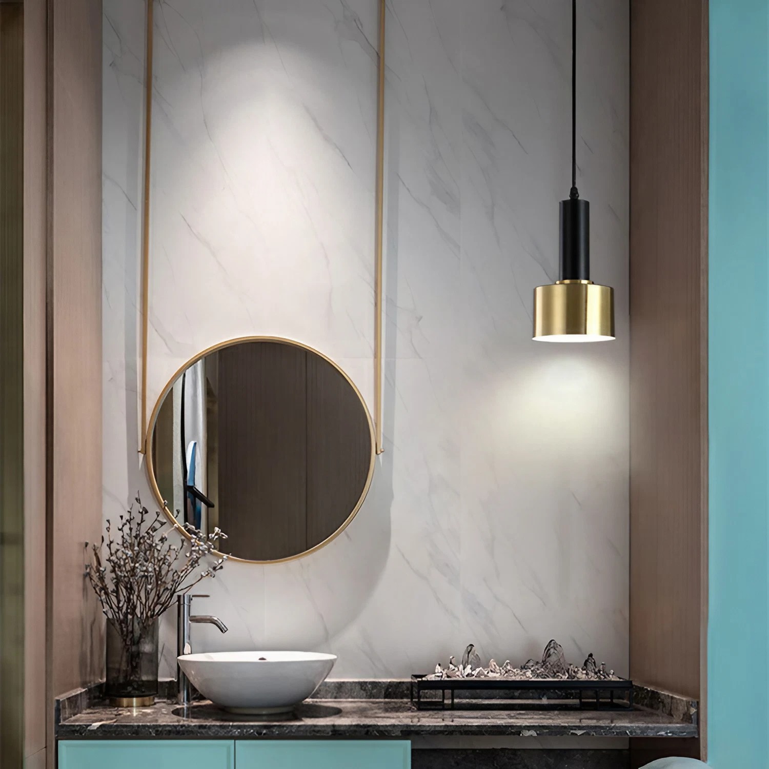 Nordic Brass Bedroom Pendant Light Modern Bar Pendant Light S95