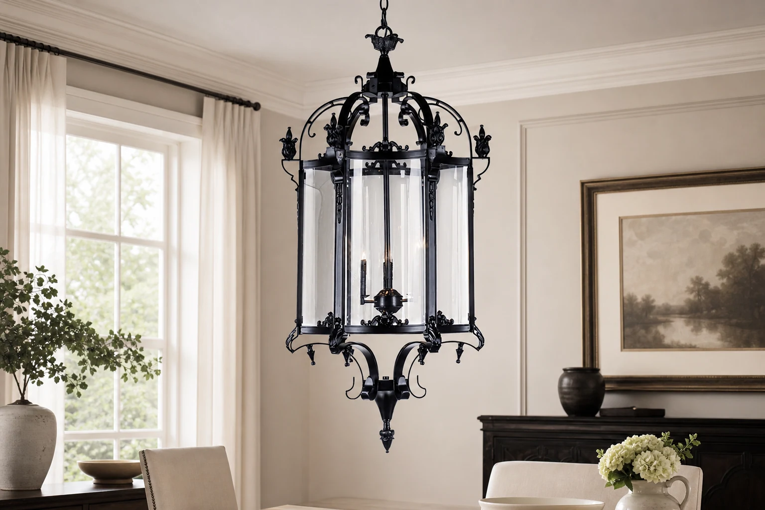 Żyrandol Metropolitan Lantern z widokiem na pokój lifestylowy
