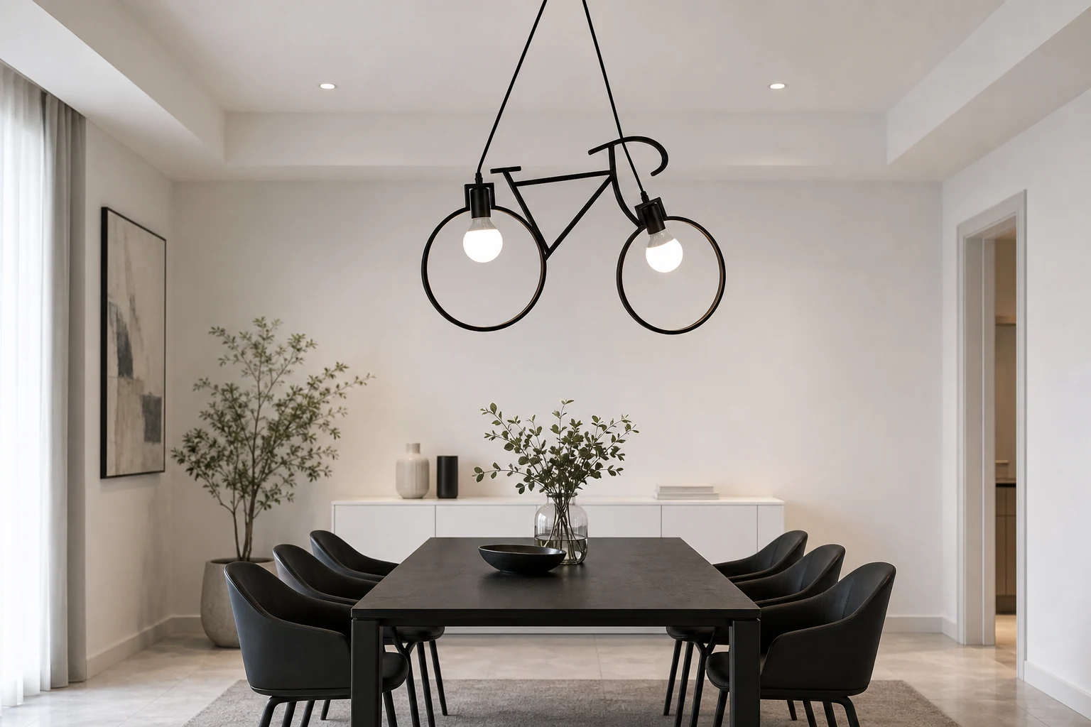 Scena lifestylowa z lampą wiszącą rowerową