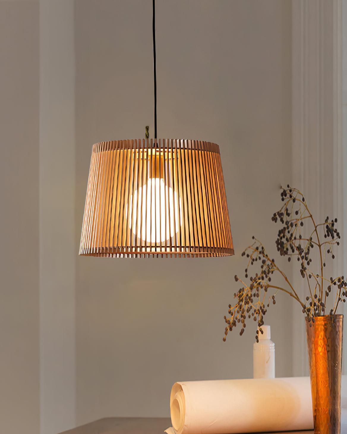 Wooden Log Color Cage Pendant Light M425