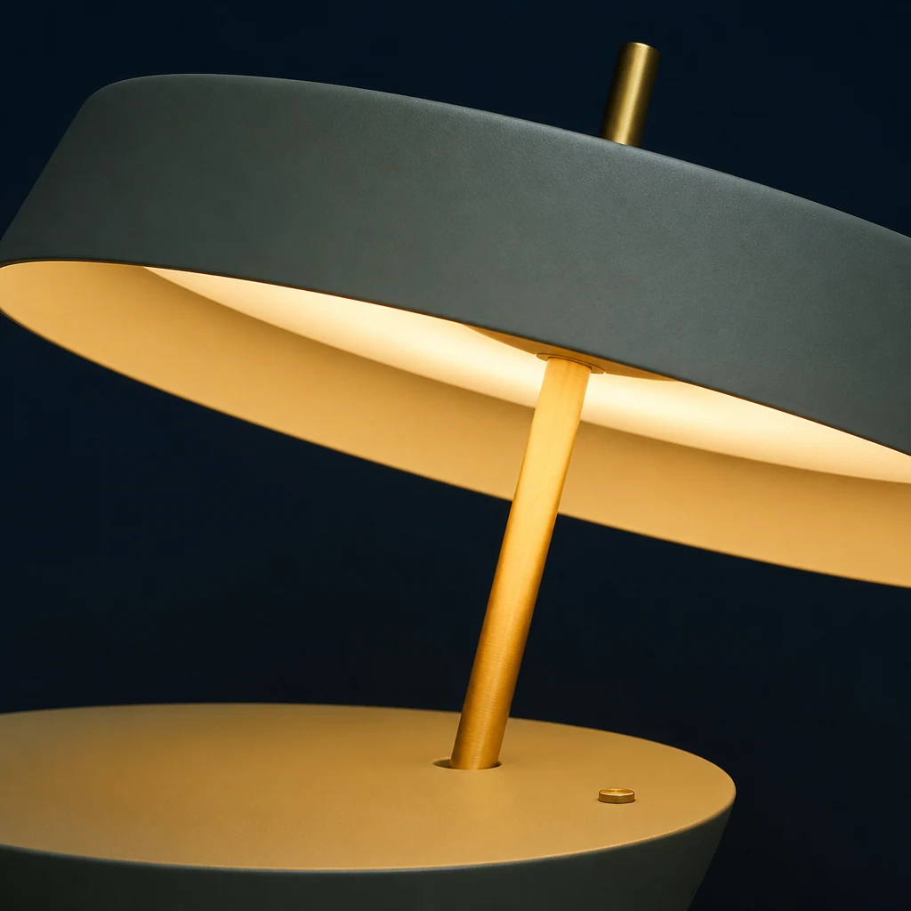 Zbliżenie materiałów i wykończenia lampy stołowej Modern Art Decor M339