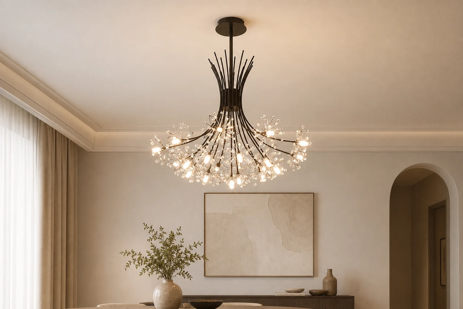 Żyrandol Starry Bouquet skupiony wokół sceny lifestylowej