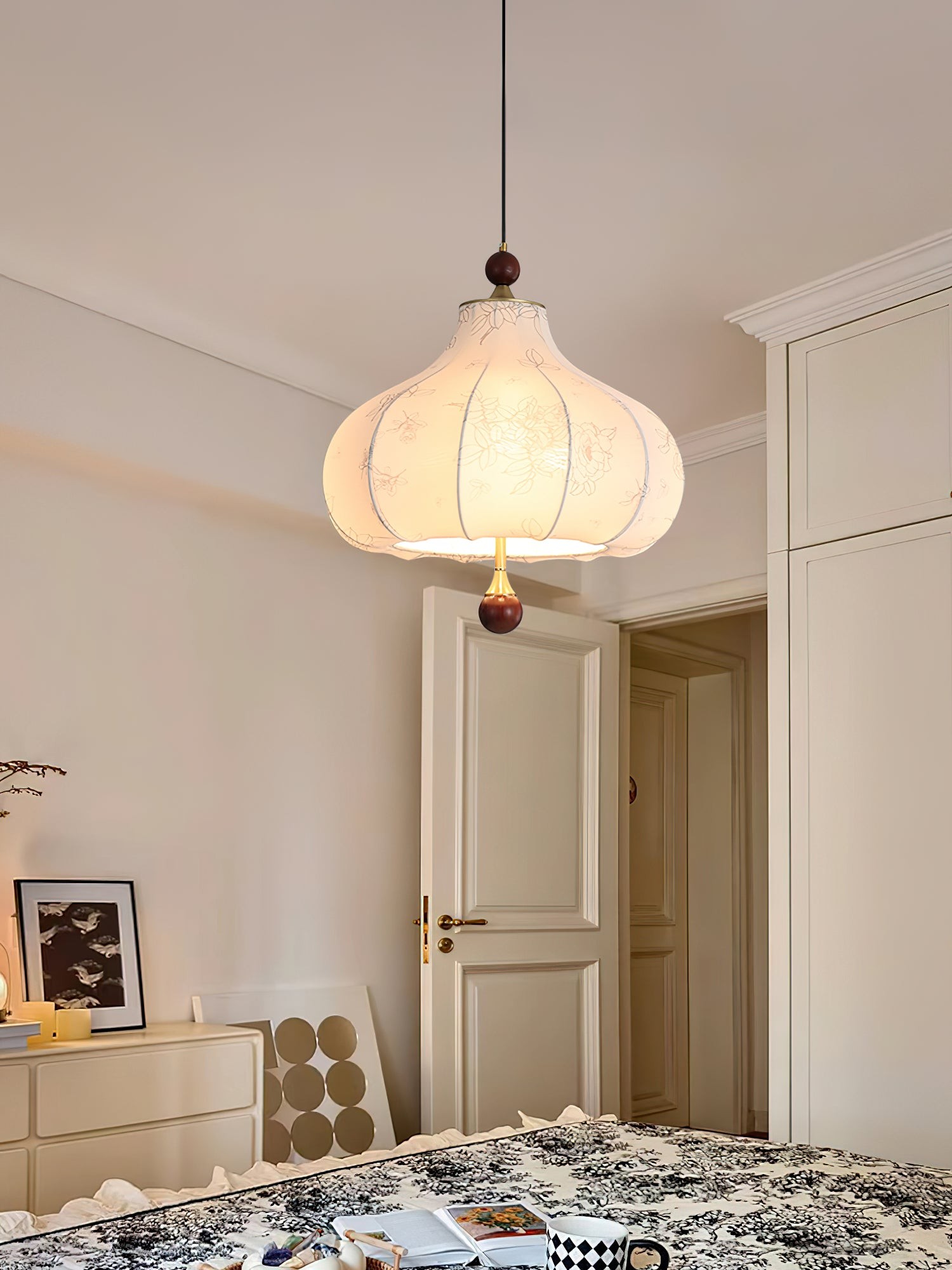 French Retro Fabric Pattern Pendant Lamp M77
