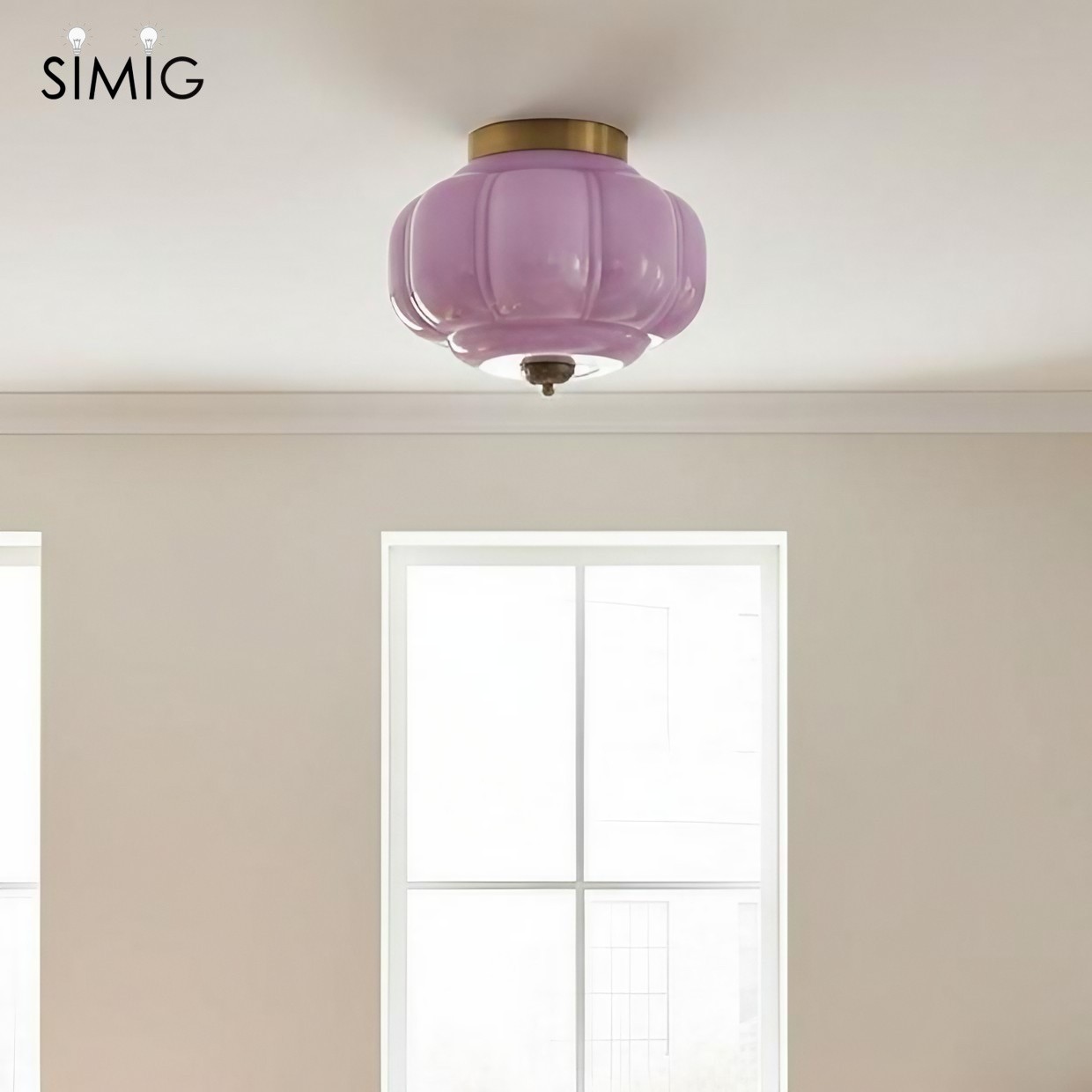 Eloise Retro Milk Glass Semi Flush Mount Ceiling Light G55