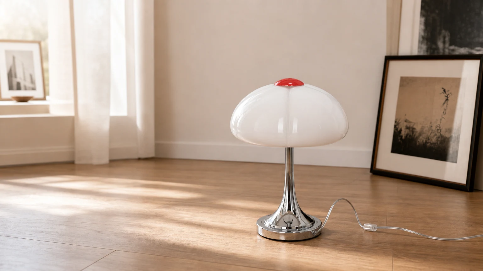 Lampa M321 w poziomej, ciepłej scenie wnętrza