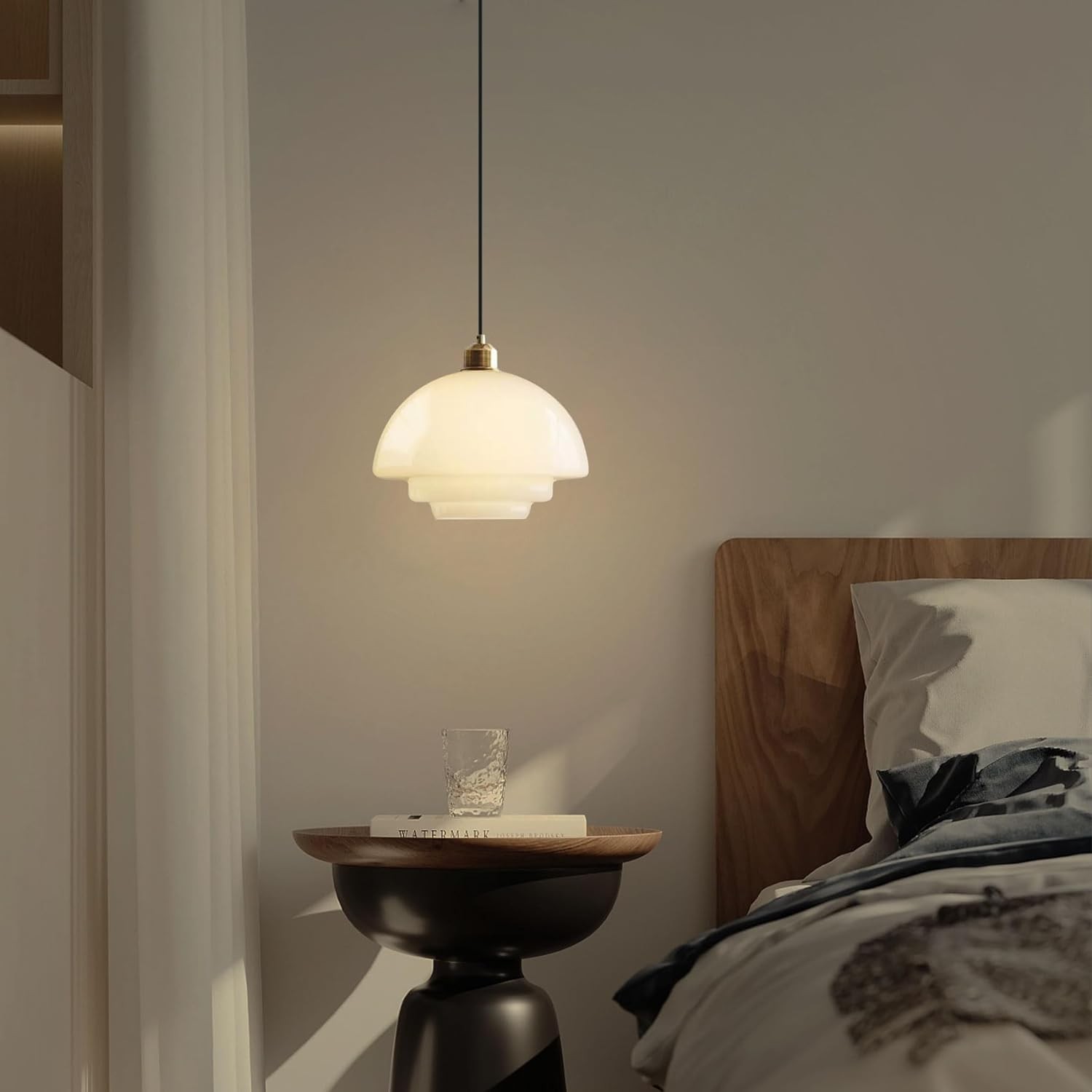 Mid-Century Art Milk White Glass Pendant Lamp S81