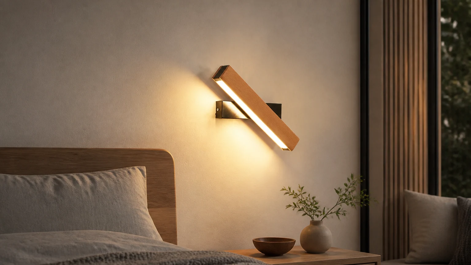 Justerbar vägglampa för veranda installerad i en lugn inomhusmiljö