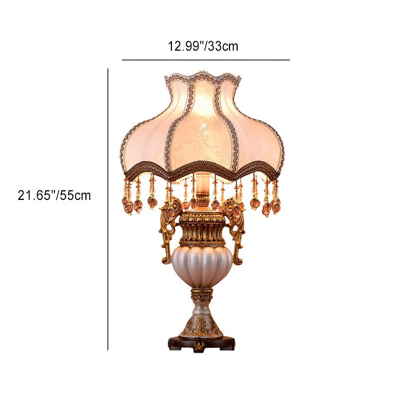 Dimensjonsgrafikk for Retro Vase Stoffbordlampe M11