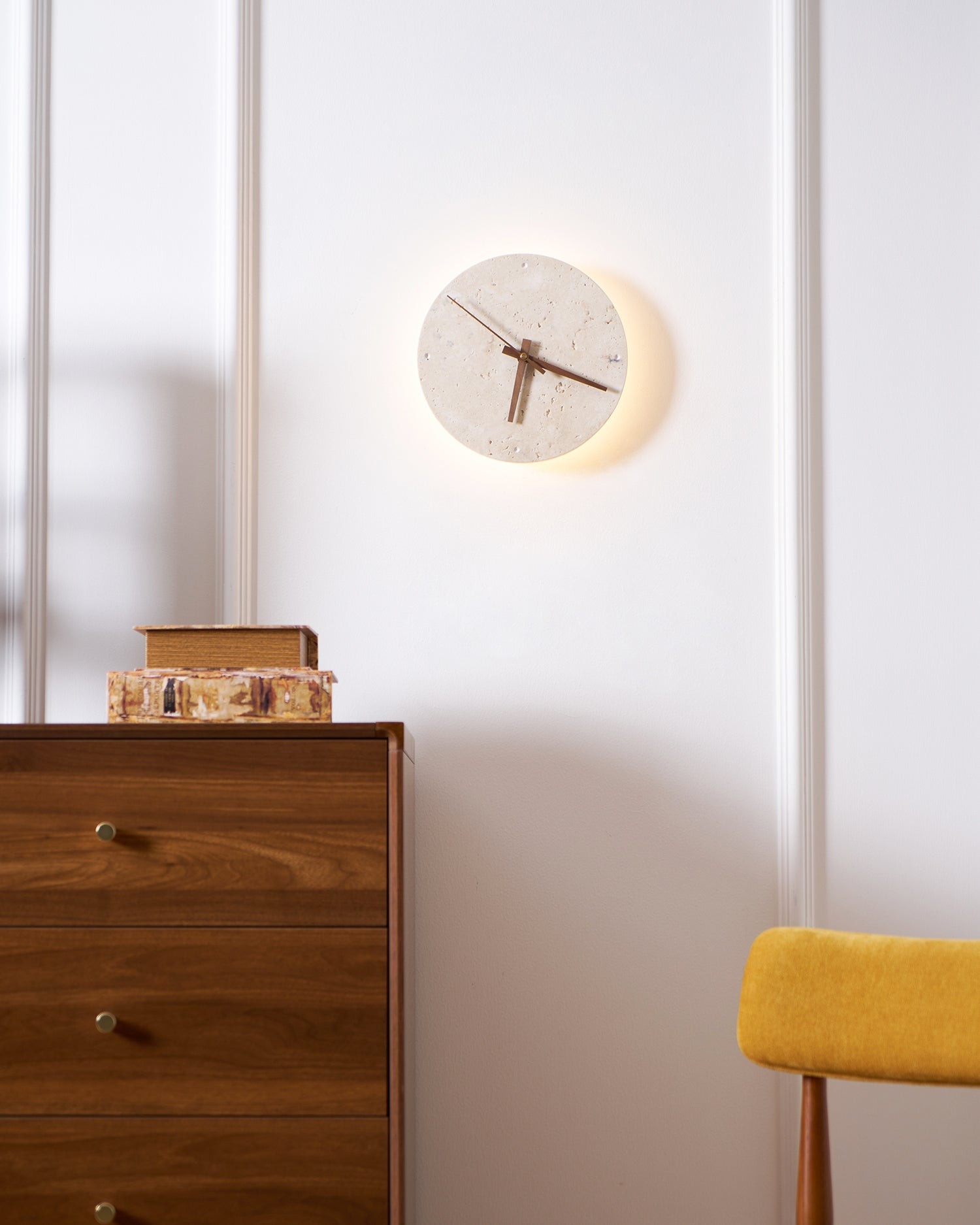 Travertine Clock Wall Lamp P079