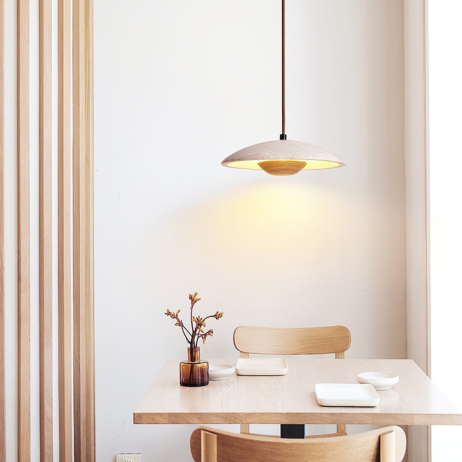 Cream Style Wood Pendant Lamp M422