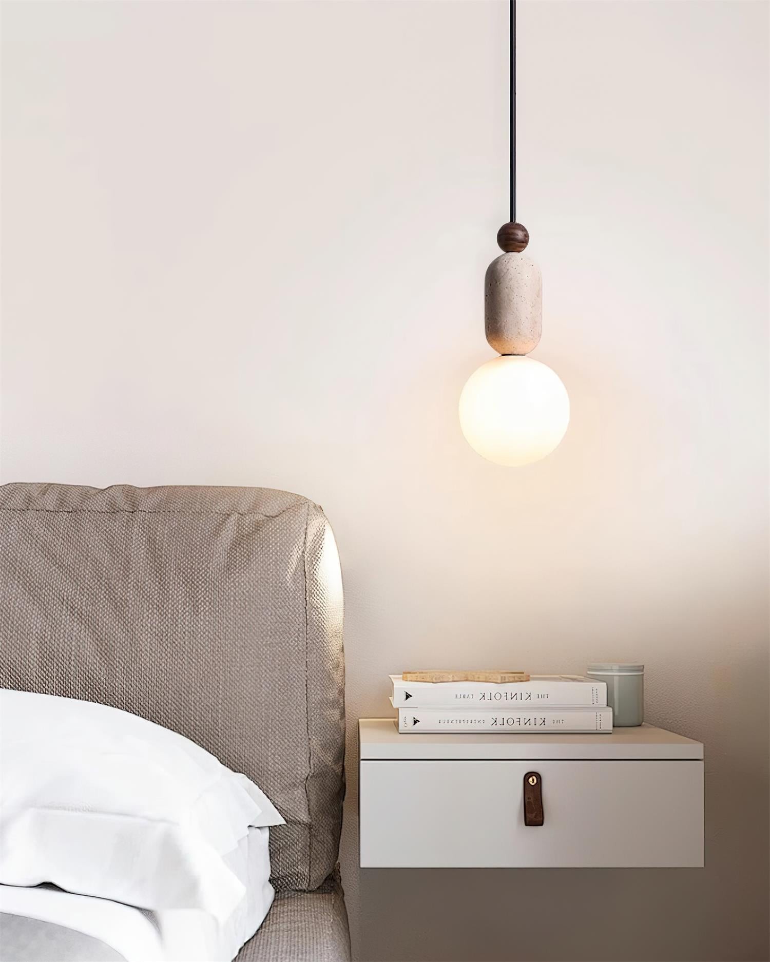 Wabi Sabi Travertine Glass Ball Pendant Light G17