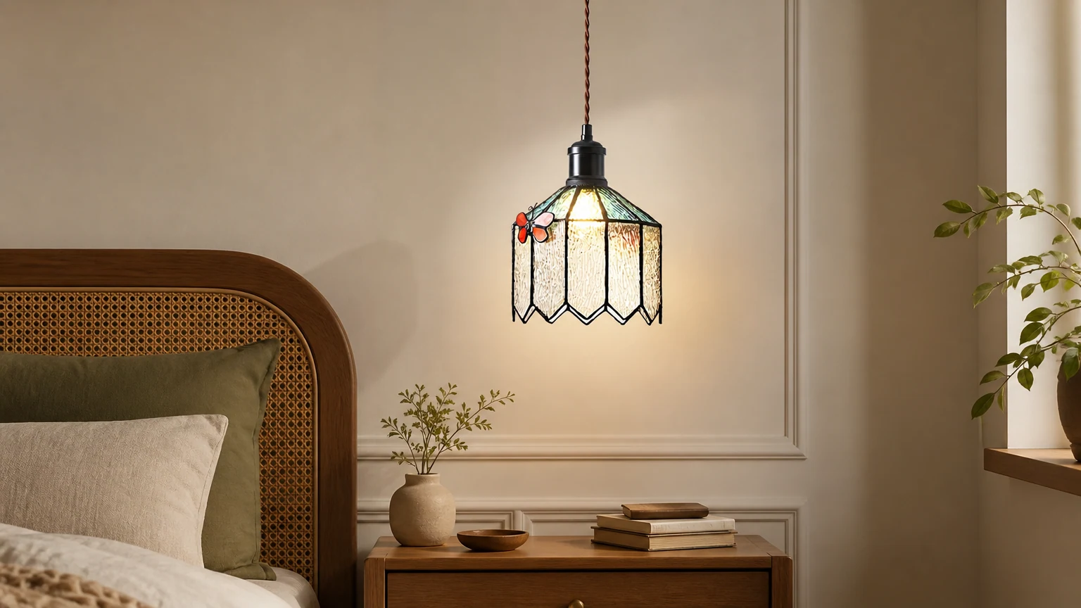 Lampa wisząca Papilune D121 w miękko stylizowanym wnętrzu
