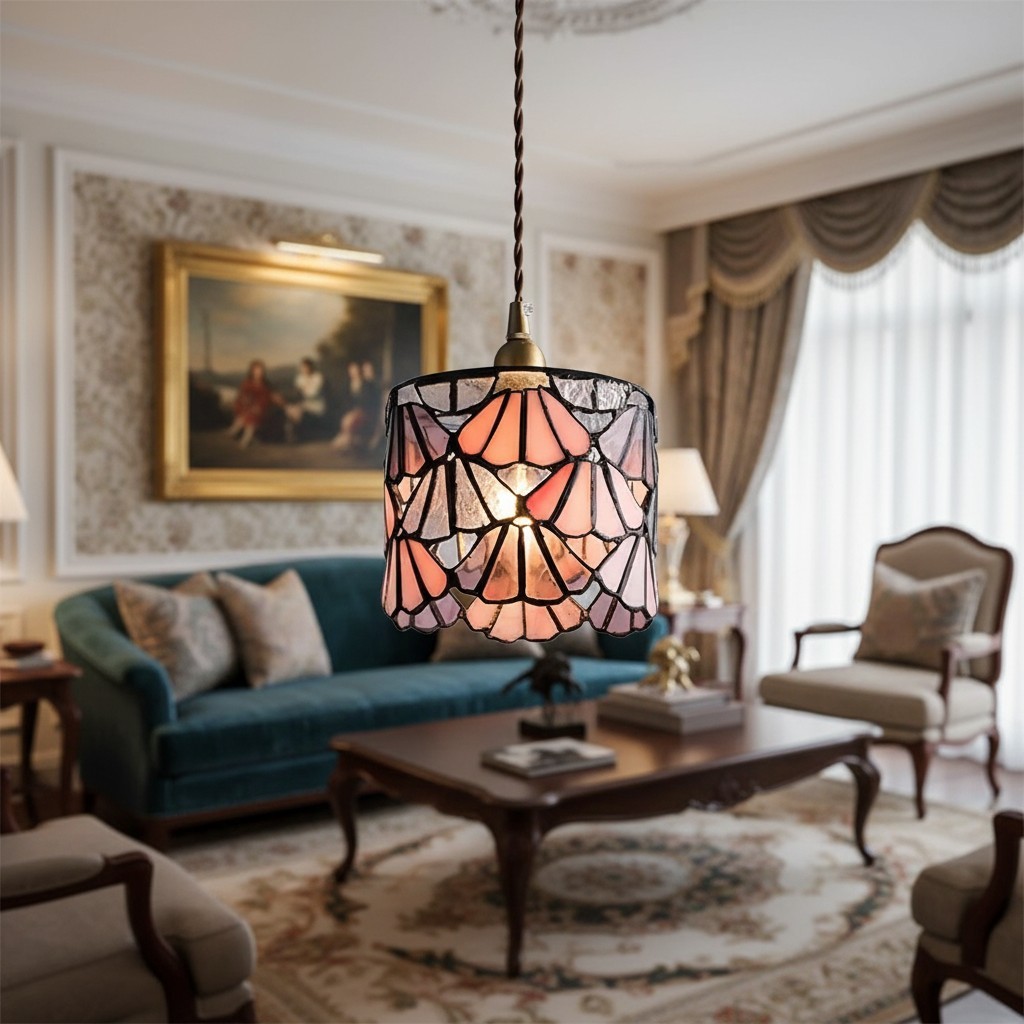 Vintagia Tiffany Inspired Pendant Light - Artistic Glass Shade Pendant for Dining Island T514