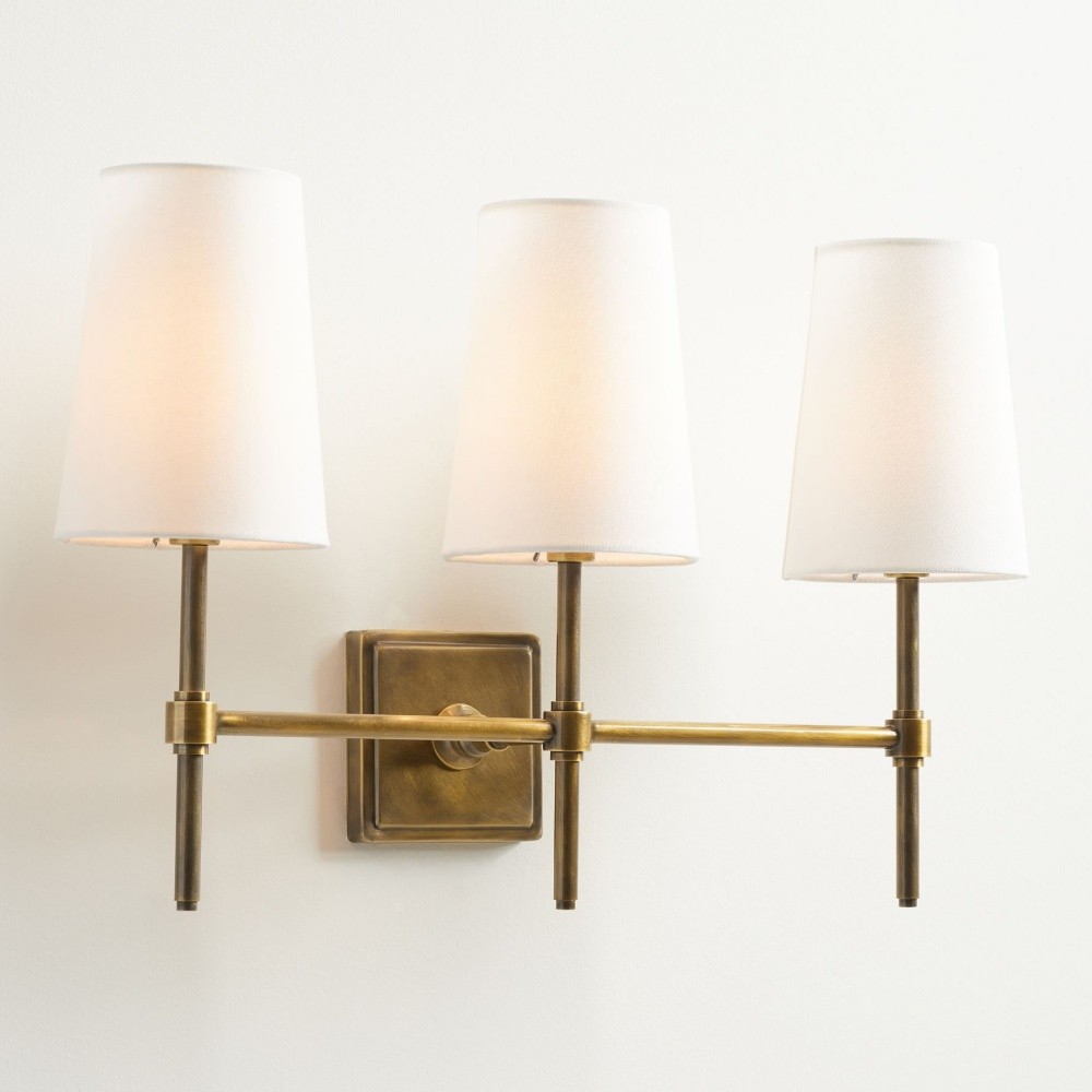 Derlina White Linen Shades Wall Lamp – Retro Metal Multi-Head Lighting Fixture T273