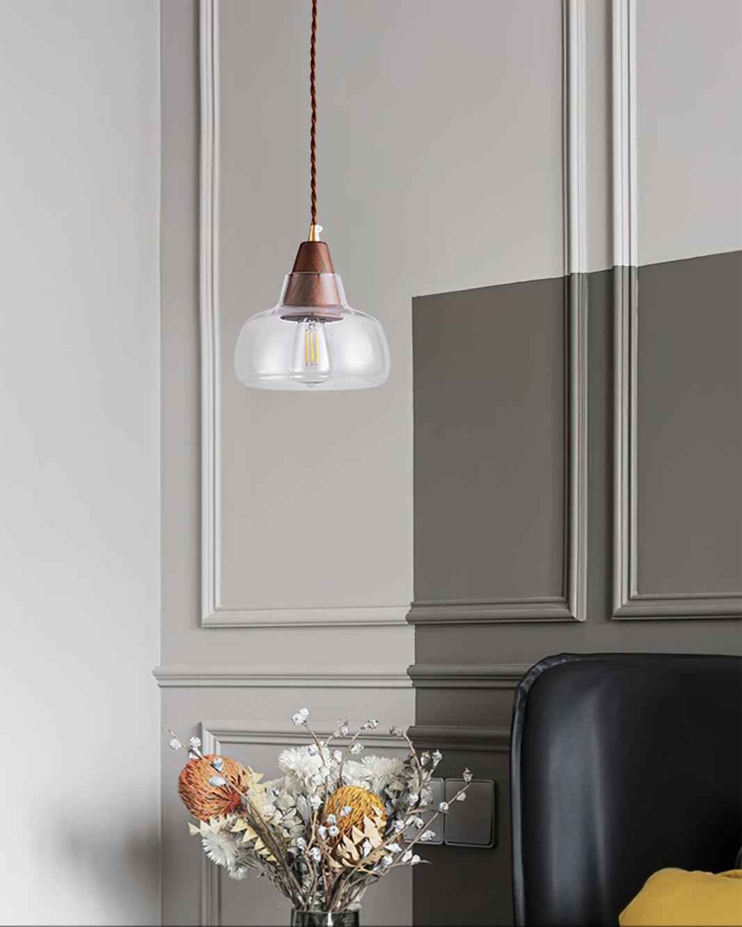Walnut Glass Pendant Lamp M301