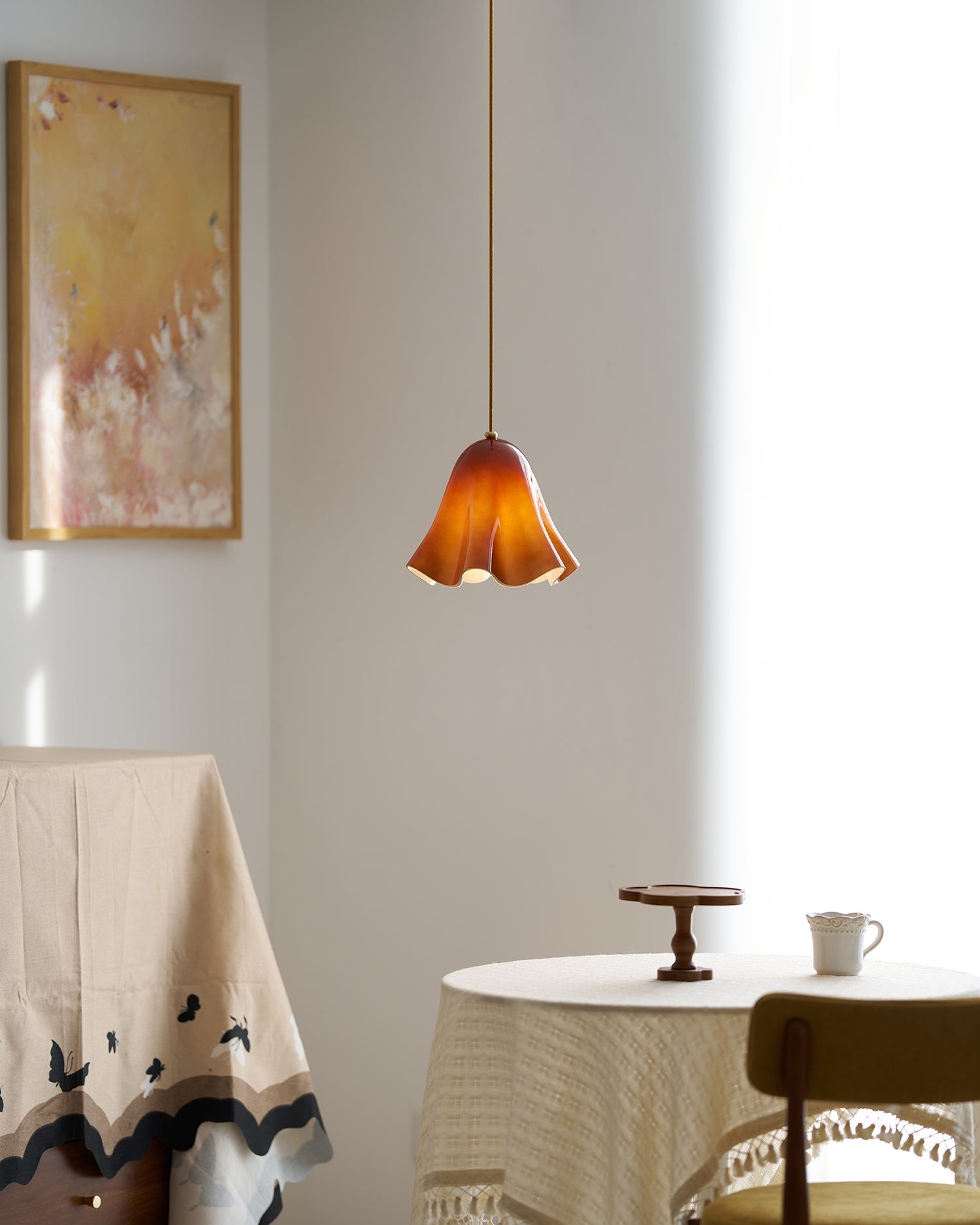 Bellina Artistic Glass Pendant Light - Modern Bloom Inspired Hanging Ceiling Lamp T279