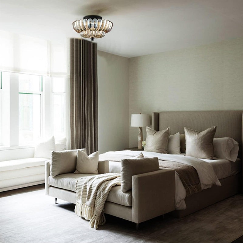 Orilanavo Semi Flush Mount Ceiling Lights Umbrella Shape Glass Lamp G58