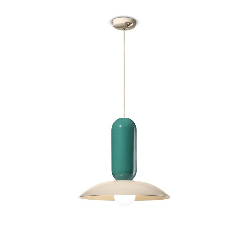 Lampa wisząca Frisbee Pau w kolorze biało-zielonym
