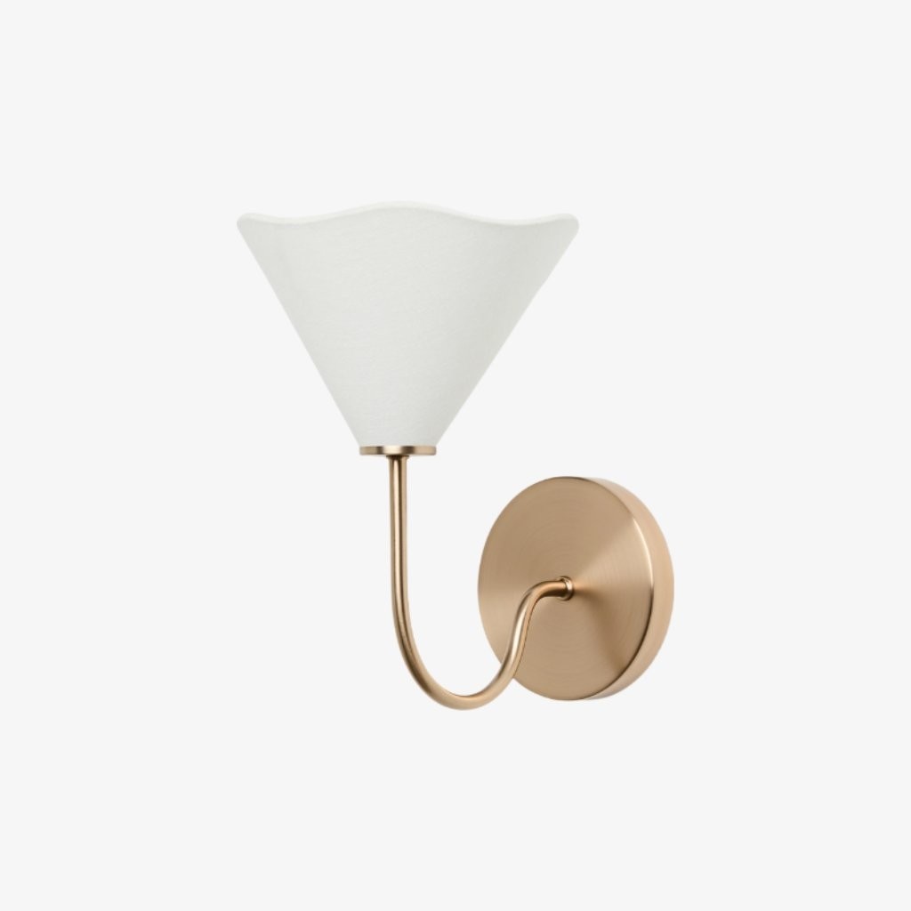 Kysara Brass Linen Wall Lamp - Sculptural Curves Design Suitable for Living Rooms, Bedrooms and Bathrooms T661